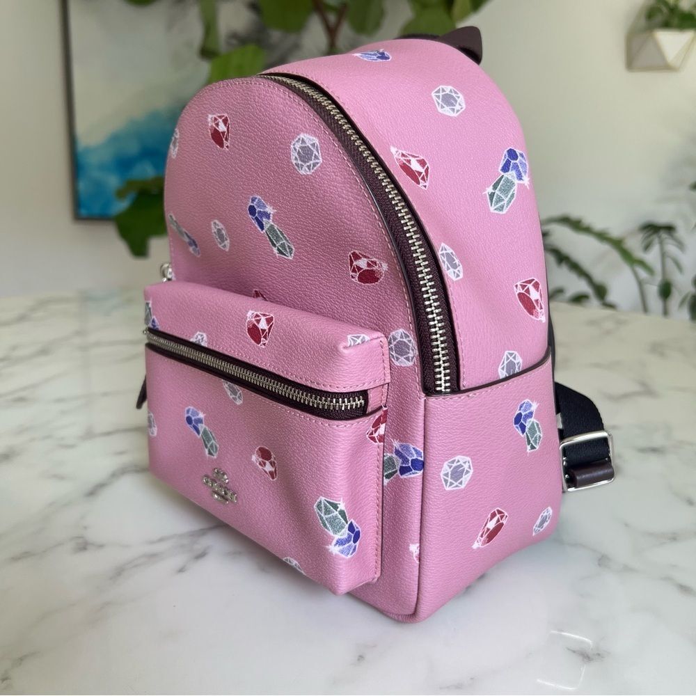 NWOT Disney X Coach Mini Charlie Backpack w/ Snow White Tulip Multi Gems F72817 - Picture 4 of 15